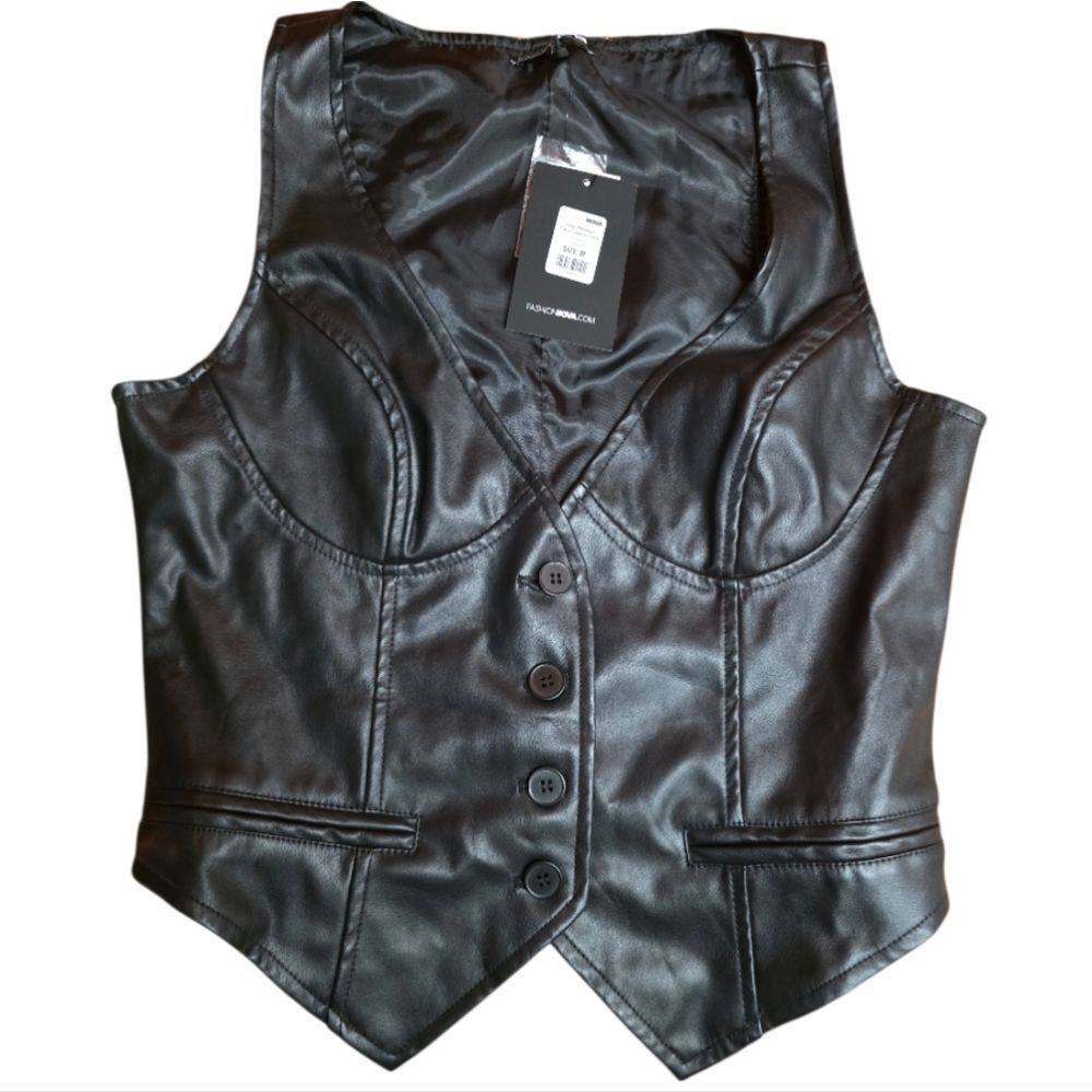 High Mileage Faux Leather Vest Size M - Picture 2 of 4